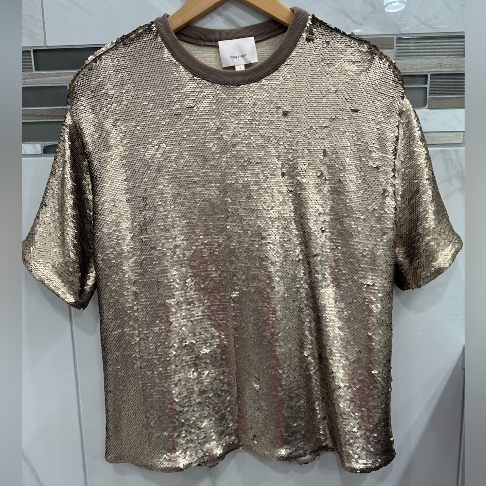Cing à sept Gold Sequin Top